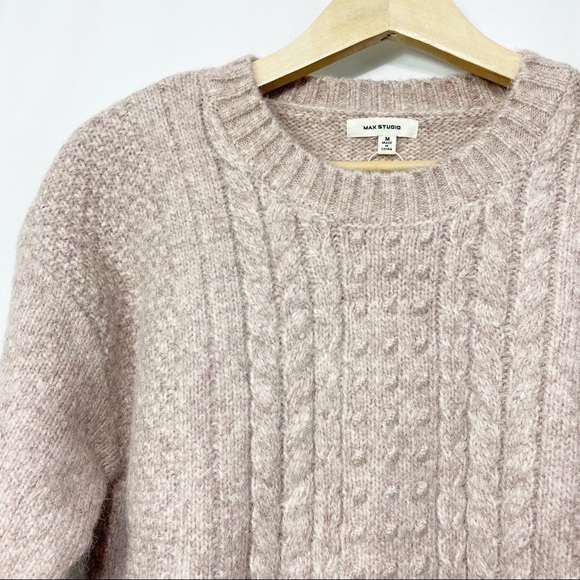 NWT-Max Studio Oatmeal Cable Knit Sweater M - Picture 3 of 12